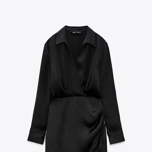 Zara Black Combination Belted Dress